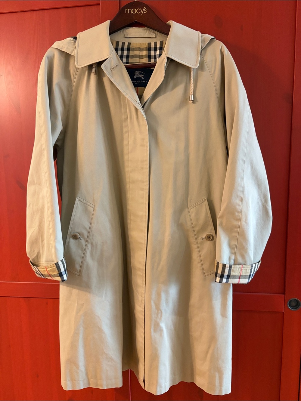 Burberry Khaki Trench Coat with Signature Check Cuffs